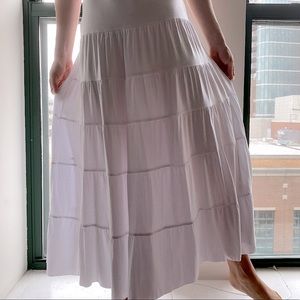 NWT Lascana Boho Tiered Midi Skirt - White
